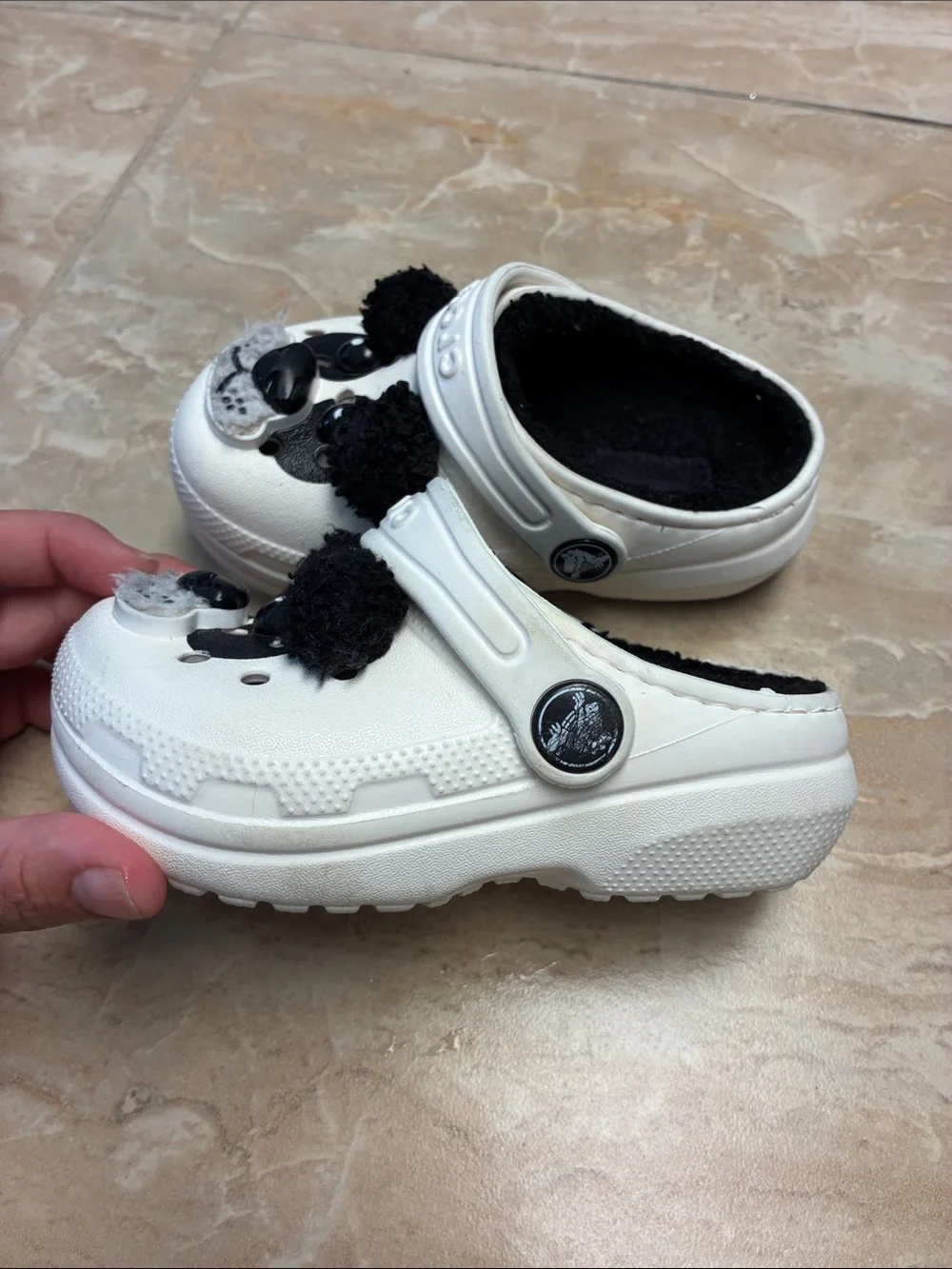 Toddler size 7 CROCS Clogs White Panda Shoes
